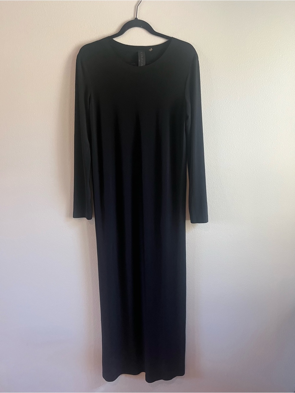 Norma Kamali Black Long Sleeve Maxi Dress Size XS Minimalist Stretch
